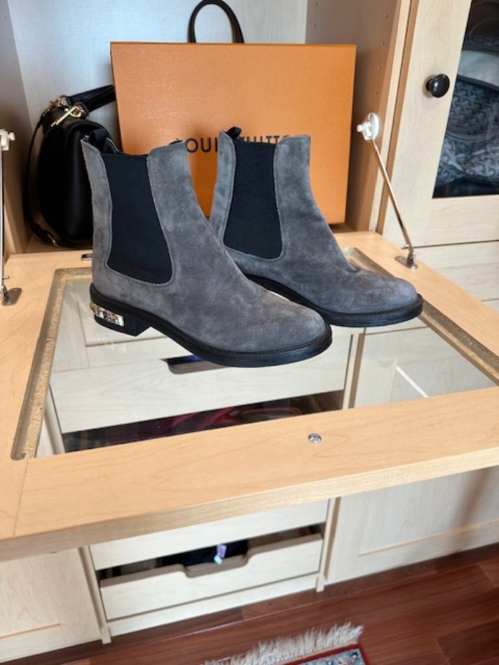 Miu Miu Gray Suede Size 37.5 Chelsea Booties